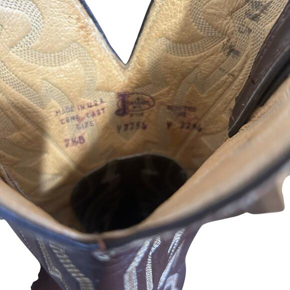 Justin Cowboy Boots Women's Size 7.5 Brown Snake Skin - Picture 11 of 11